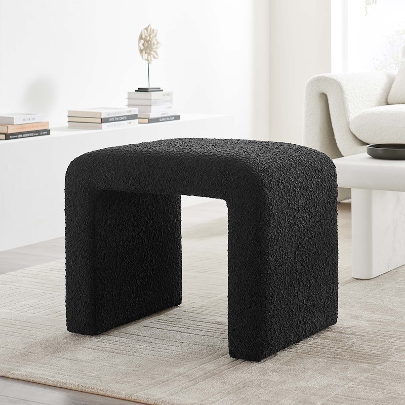 Simba Boucle Fabric Waterfall Stool - Black