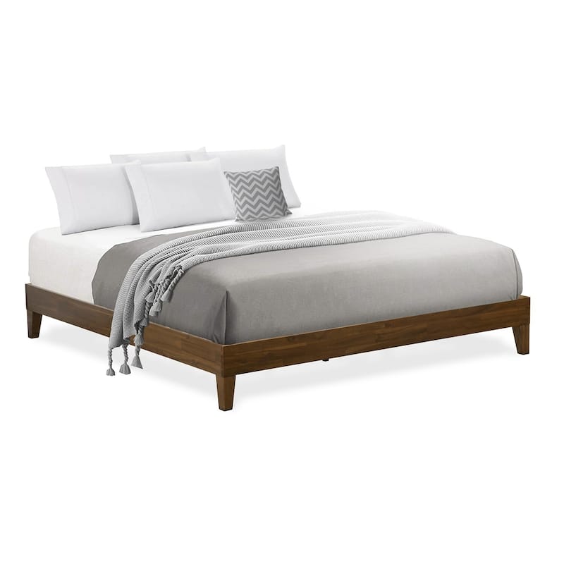 Queen Bed Frame with Hardwood Legs - Walnut Finish Bedroom Furniture