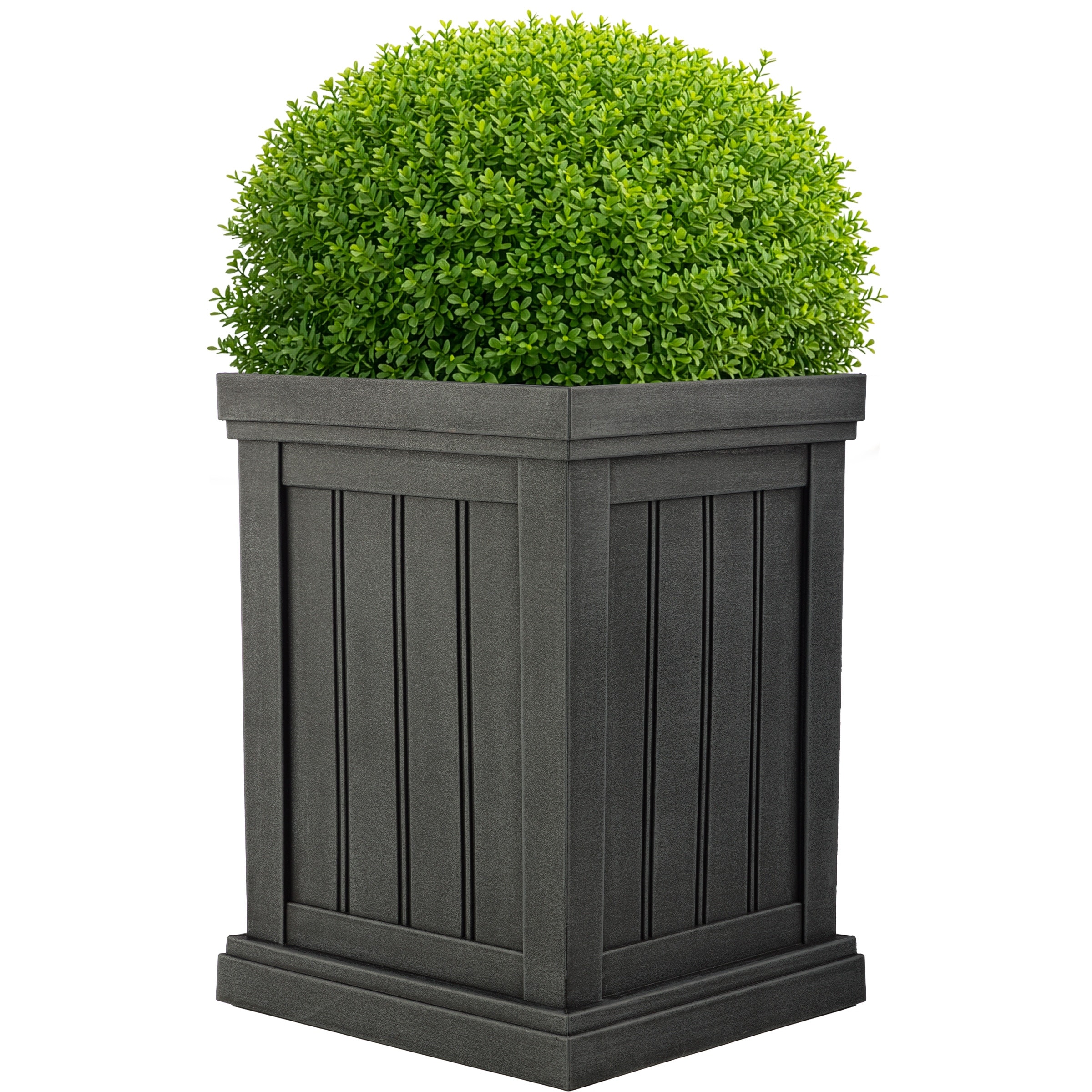 Outdoor Planter Box 13.7" Square 19" Tall Plastic Plant Pot with Drainage Holes Flower Pots for Front Porch Decor, or Garden,