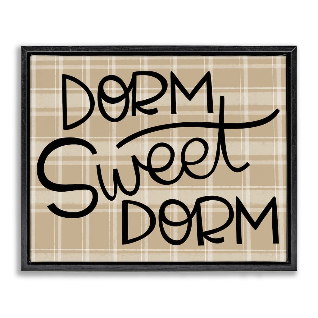 Stupell Sweet Dorm on Plaid Framed Floater Canvas Wall Art Design By Mandy Ford Art + Illustration