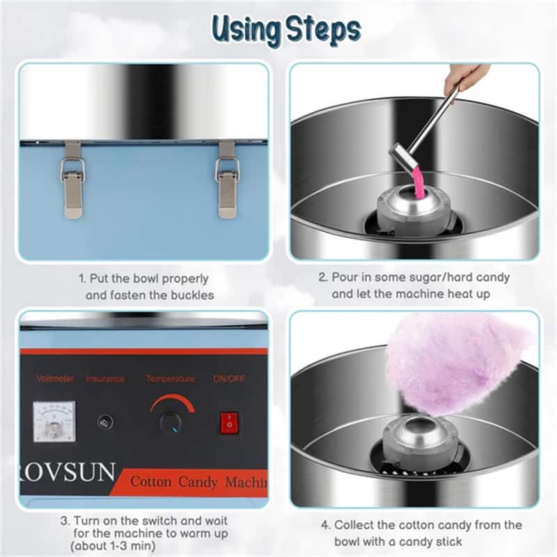 21 Inch 980W 110V Cotton Candy Machine Cart with Cover