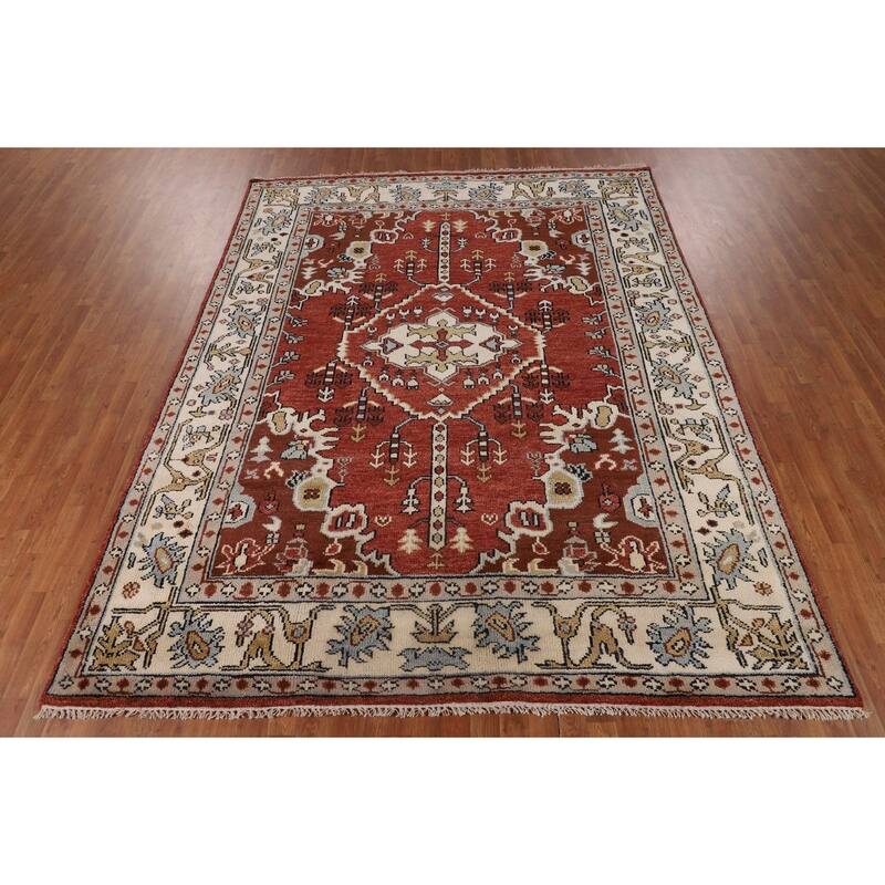 Tabriz Indian Area Rug Handmade Traditional Orange Wool Carpet - 7'11"x 10'1"
