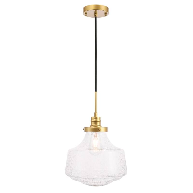 Klyli 11-inch 1-light Clear Seeded Glass Hanging Pendant