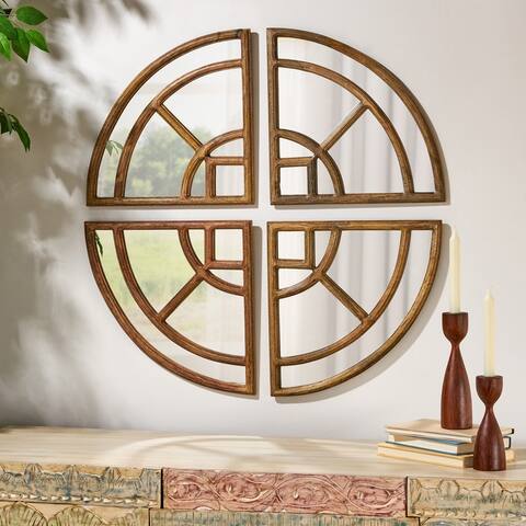 Endicott Rustic Handcrafted Round Pie Mirror by Christopher Knight Home - 30.50" W x 0.75" D x 30.50" H