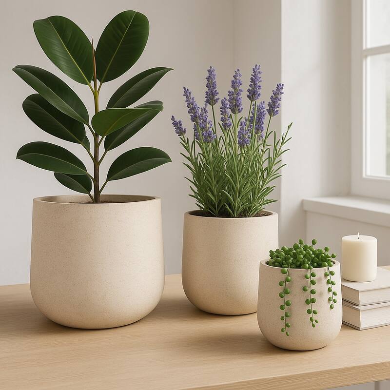 Polyresin Carved Planters Set of 3 - 11" - 14"