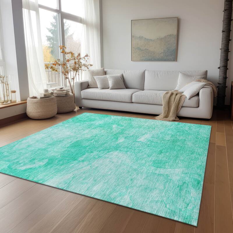 Machine Washable Indoor/ Outdoor Chantille Abstract Watercolor Rug