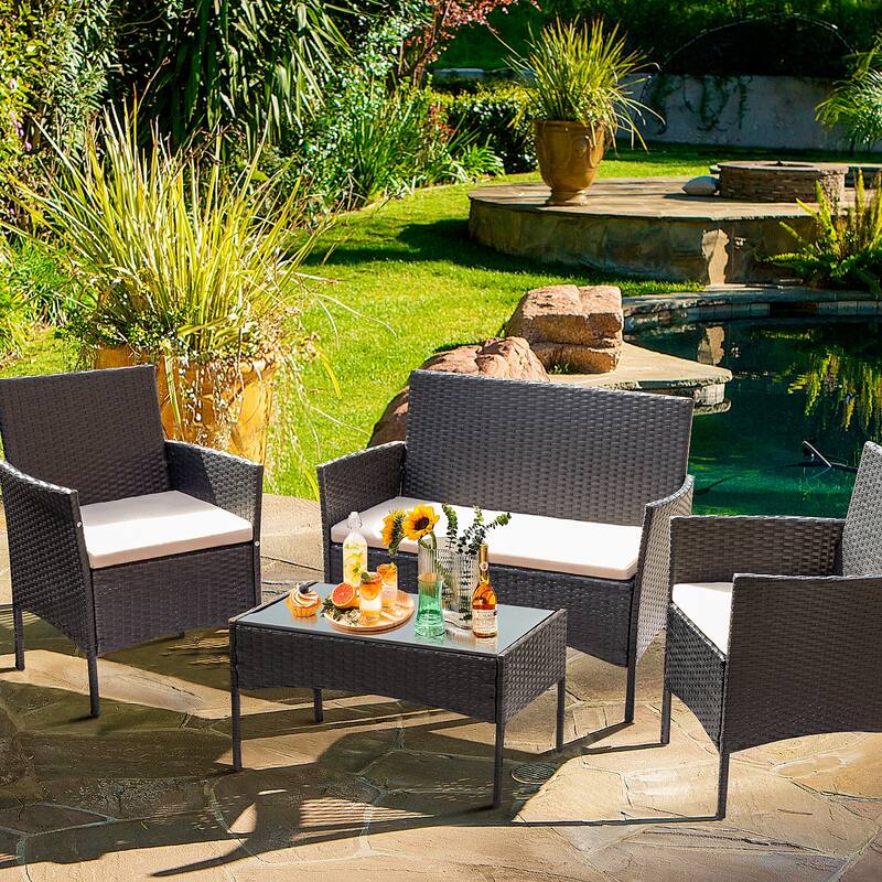 Homall PE Rattan 4-piece Outdoor Patio Set