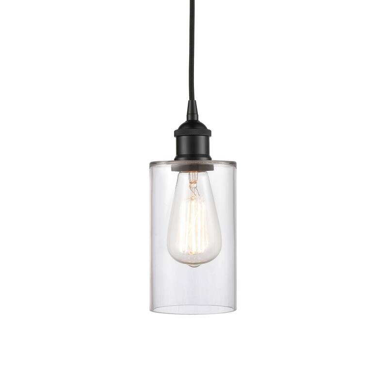 Innovations Lighting 616-1P-10-4 Clymer Pendant Clymer 4" Wide Mini - Matte Black / Clear