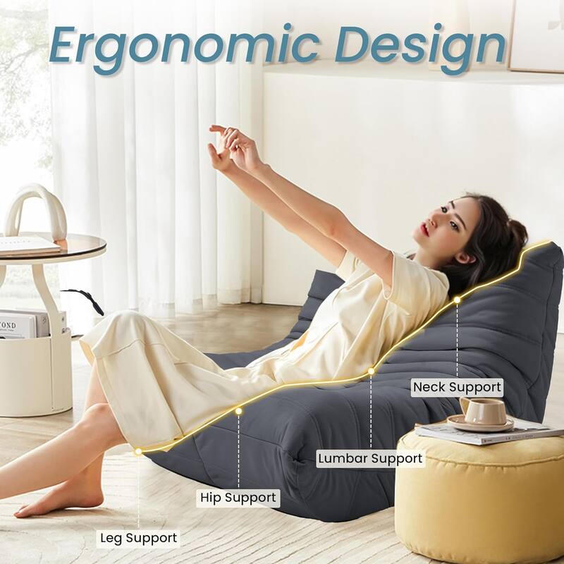 EROMMY Bean Bag Chair Togo Sofa - 28D Memory Foam Floor Chair for Adults & Kids, Lightweight Faux Leather Lounger in 5 Colors
