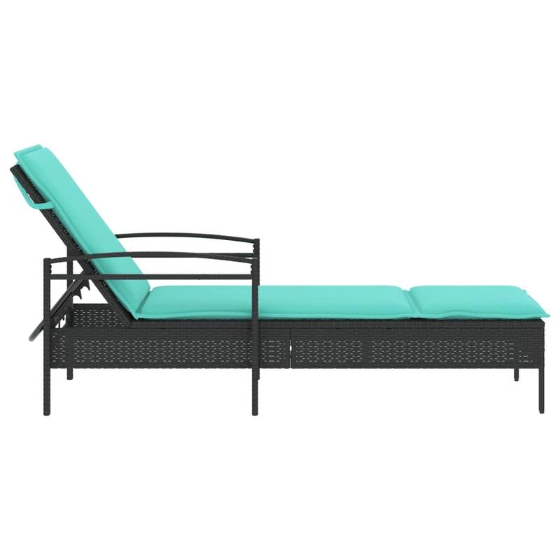 vidaXL Sun Lounger with Cushion Daybed Furniture Poly Rattan Brown/Gray/Black - 24.8" x 78.7" x 24.4"/28.3"/31.9"