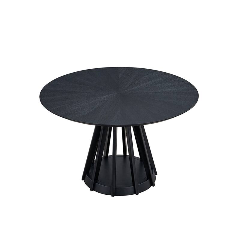 47.24 Inch Round Dining Table for 4, Space-Saving Wooden Kitchen Table - Modern Design with Sturdy Pedestal Base