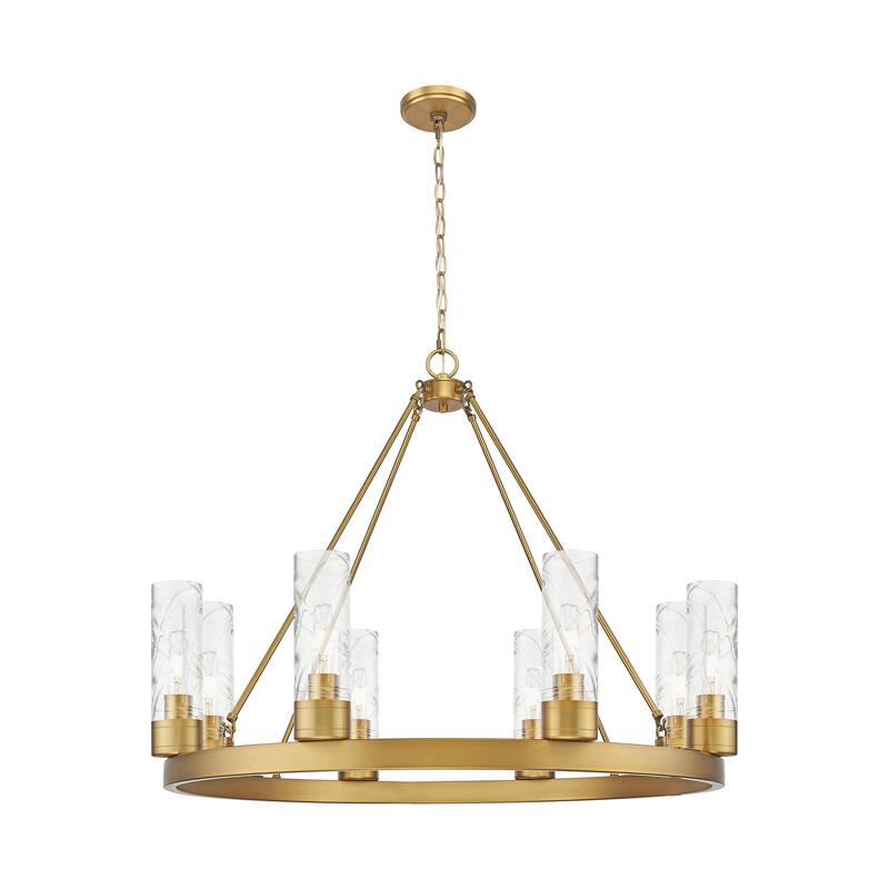 Innovations Lighting Downtown Urban - Boreas - 6 Light 36" Chandelier with 8" Shades - Deco Swirl/Brushed Brass