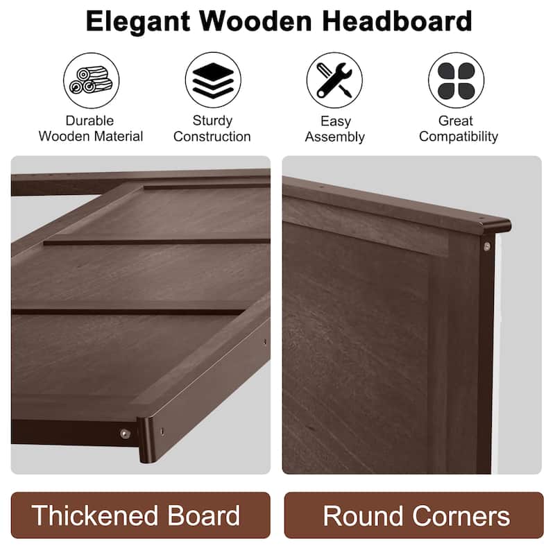 Costway Full Wood Headboard Flat Panel Pre-drilled Holes Height