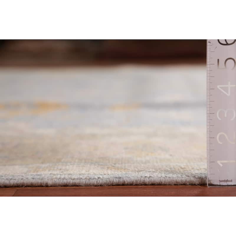 Hand Knotted Oriental 100% Wool Carpet Transitional All-Over Navy Blue & Blues Oushak Area Rug - 11' 10'' X 9' 1''