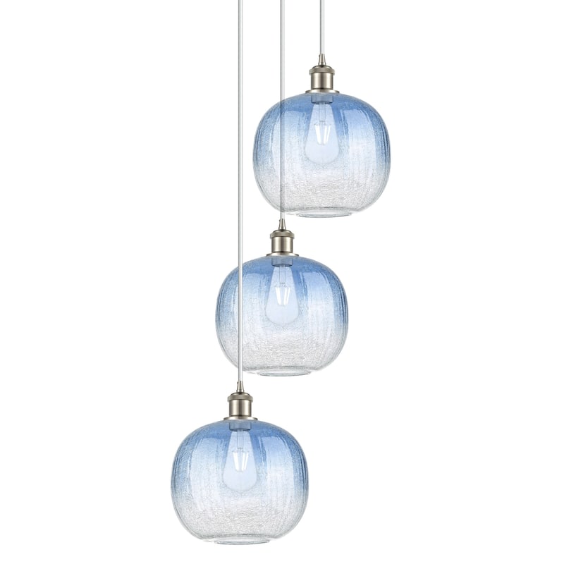 Innovations Lighting 113B-3P-37-17 Brookhaven Sphere Pendant - Brushed Satin Nickel / Sapphire Blue