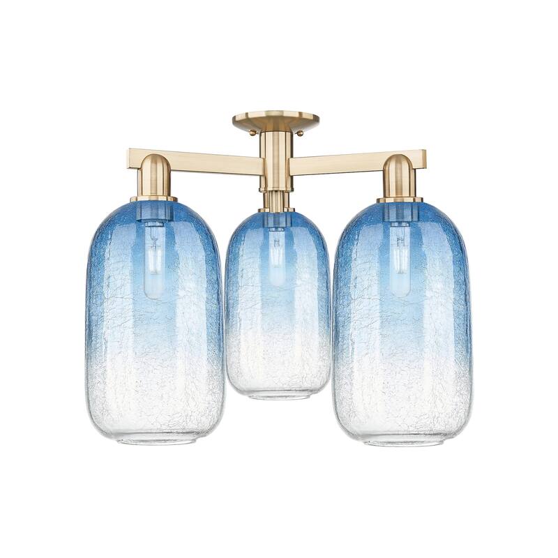 Innovations Lighting 716-3F-17-25 Brookhaven Cloche Semi-Flush - Champagne Bronze / Sapphire Blue