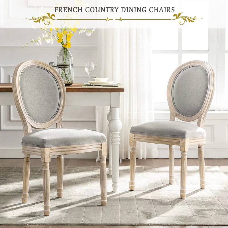 Mieres French Vintage Upholstered Dining Chair, Side Chair(Set of 2)