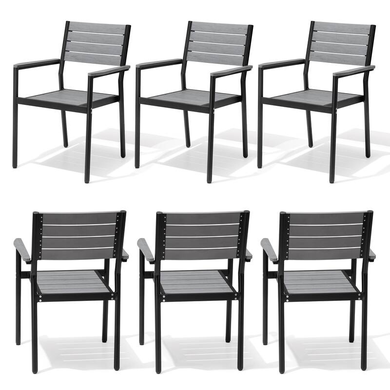 Outdoor Patio Dining Chairs Modern Aluminum Stackable Armchairs - See Picture