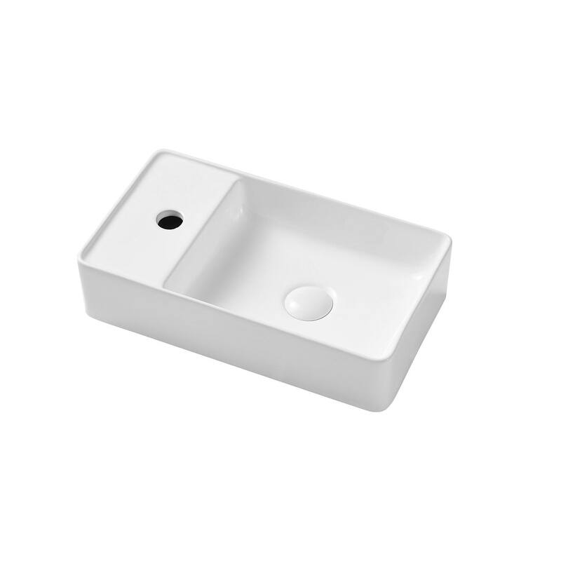 Eridanus Small Wall-Mounted Bathroom Sink with Pop-Up Drain - 17.9" x 9.8" x 4.3" - 17.9" x 9.8" x 4.3"