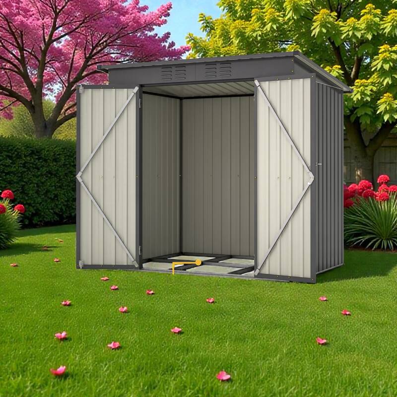 6 x 4 ft Outdoor Storage Shed, All Weather Metal Tool Shed with Hinged Door, Padlock, Backyard Garden Shed