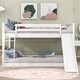 preview thumbnail 12 of 20, Full Over Full Bunk Bed Floor Bed with Convertible Slide and Ladder, Solid Pine Wood Frame, Built-in Guardrails for Kids Bedroom White - Full