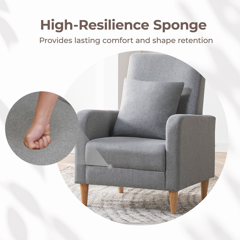 RENEWLINE Modern Accent Chair with Pillow & Walnut Legs - Lounge Seat for Living Room, Compact Design