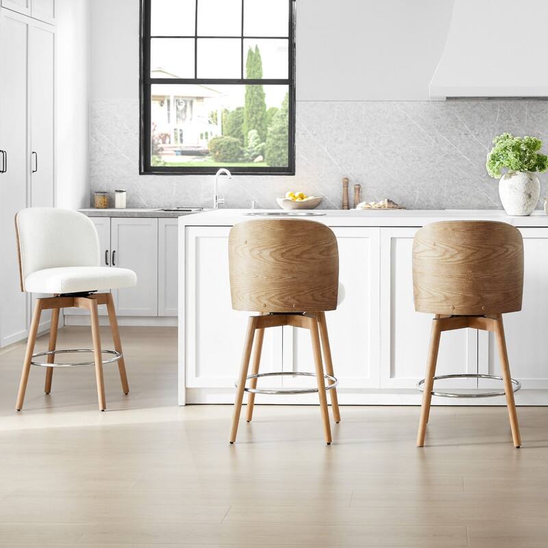 Spruce & Spring Jacob Mid Century Modern Swivel Counter Stools Bentwood Back