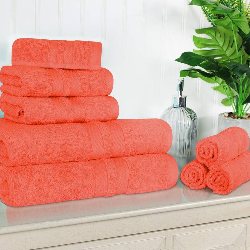 Superior Cotton Quick-Drying 8 Piece Highly Absorbent Towel Set