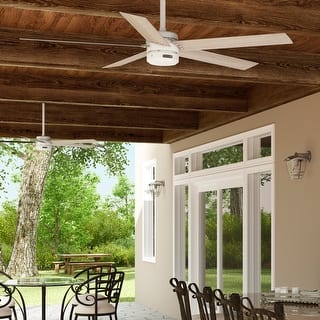 Hunter 52" Burton Outdoor Ceiling Fan and Wall Control - Farmhouse, Industrial, Transitional - Damp Rated - Exclusive SureSpeed!