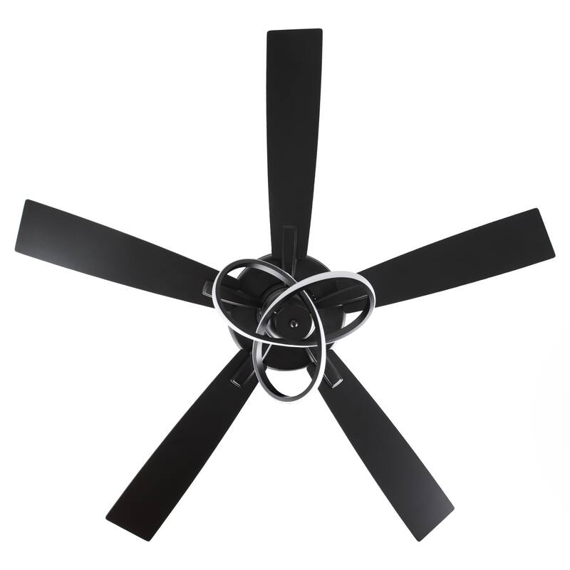 52" Matte Black Modern Ceiling Fan with LED Light and Remote