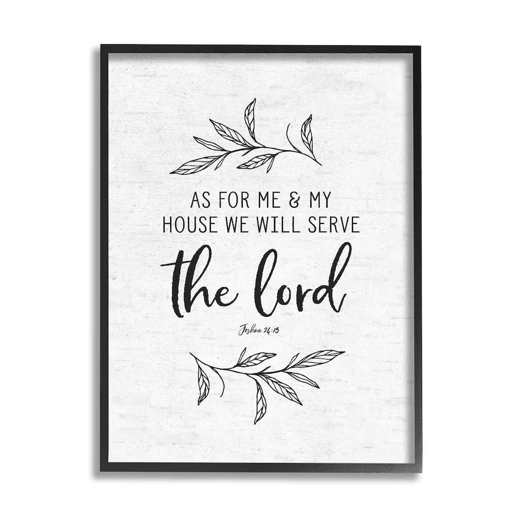 Stupell Serve The Lord Spiritual Scripture Rustic Botanicals Framed Wall Art, Design by Lettered and Lined - White