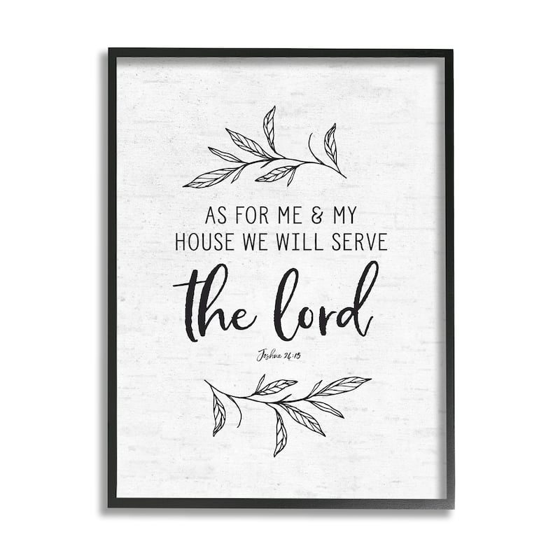 Stupell Serve The Lord Spiritual Scripture Rustic Botanicals Framed Wall Art, Design by Lettered and Lined - White