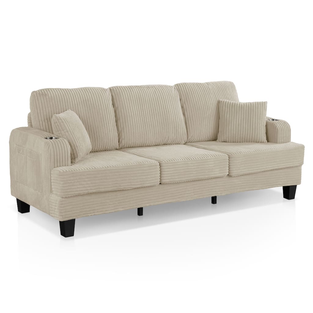 DH BASIC Modern Chenille Sofa with Cup Holders and USB Ports by Denhour