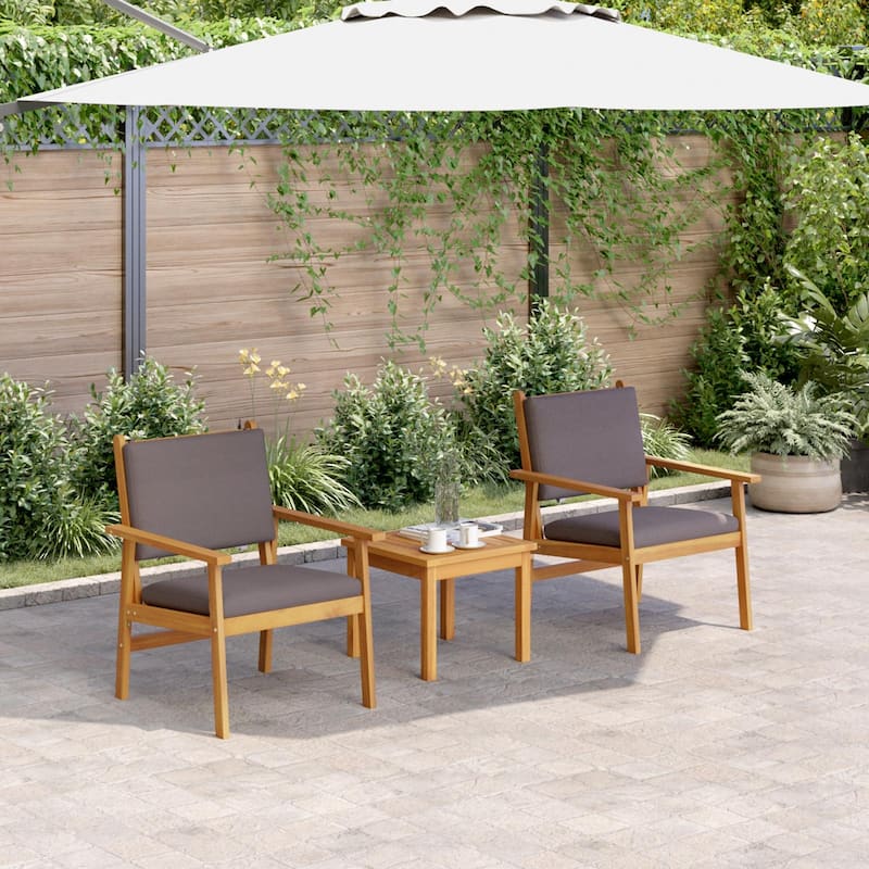 vidaXL Garden Chairs 2 pcs with Cushions Solid Wood Acacia - 25.8 x 23.4 x 31.1 - Anthracite