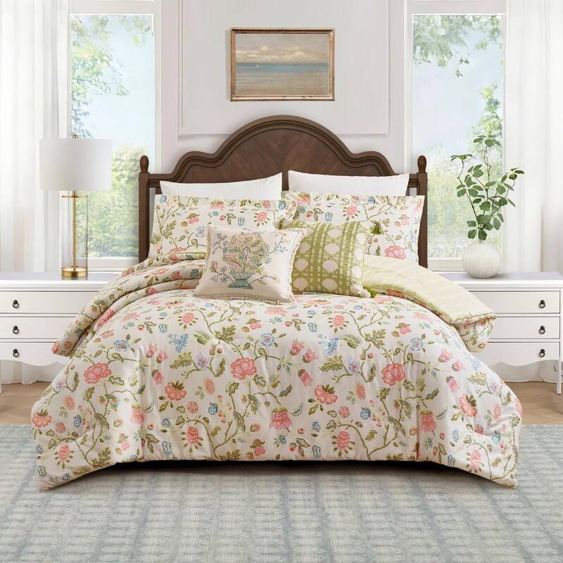 Spartina 449 Sugar Mill Jacquard 3-Piece Reversible Cotton Sateen Comforter Set - Full - Queen
