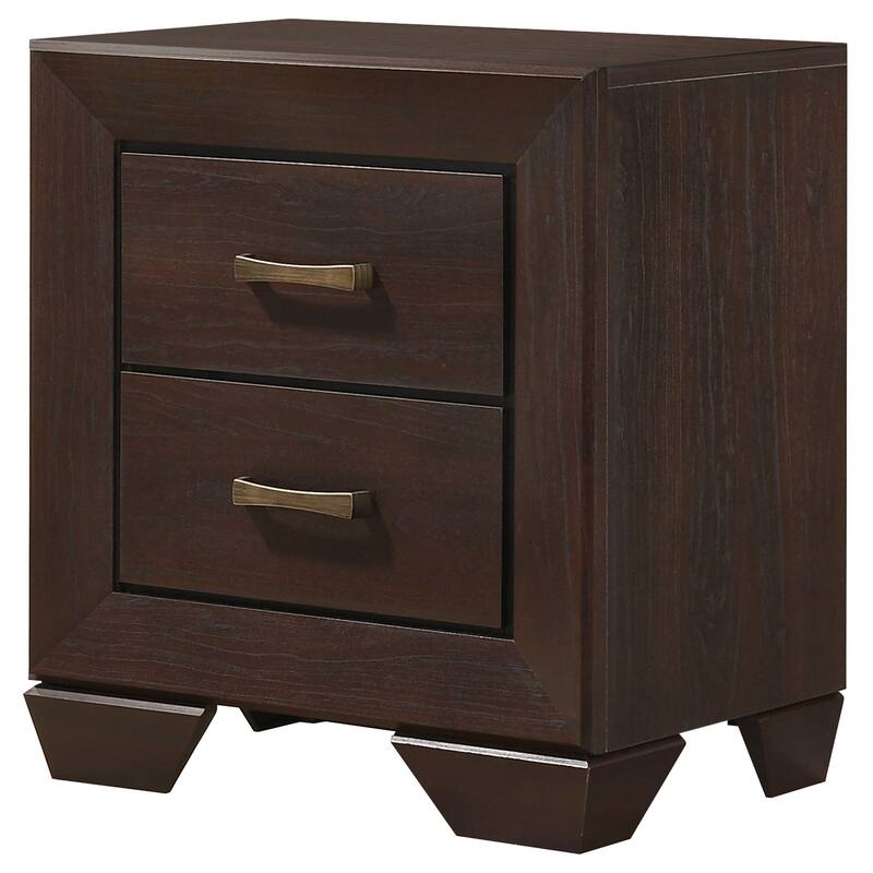 Dark Cocoa 2-Drawer Rectangular Nightstand with Wood Grain Finish