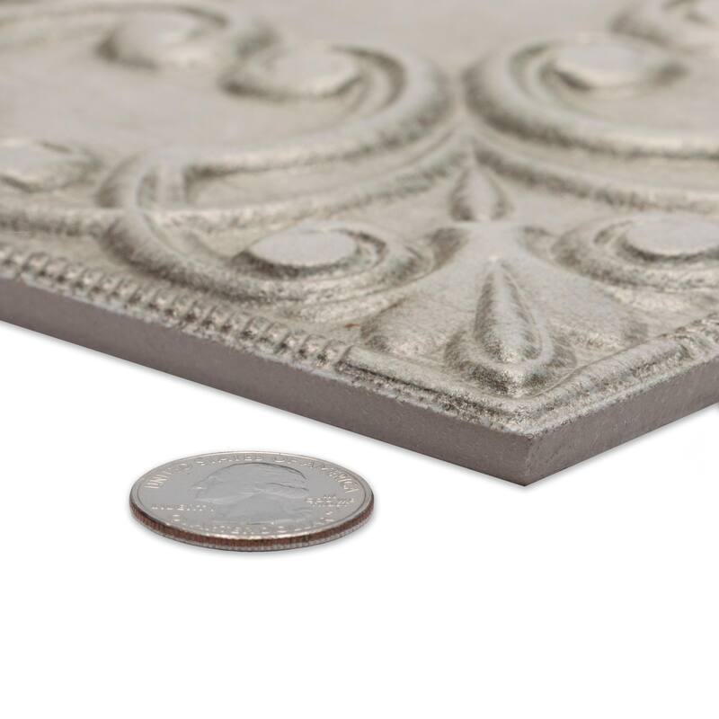 Merola Tile Victorian Tin Zinc 17-3/8" x 17-3/8" Porcelain Wall Tile