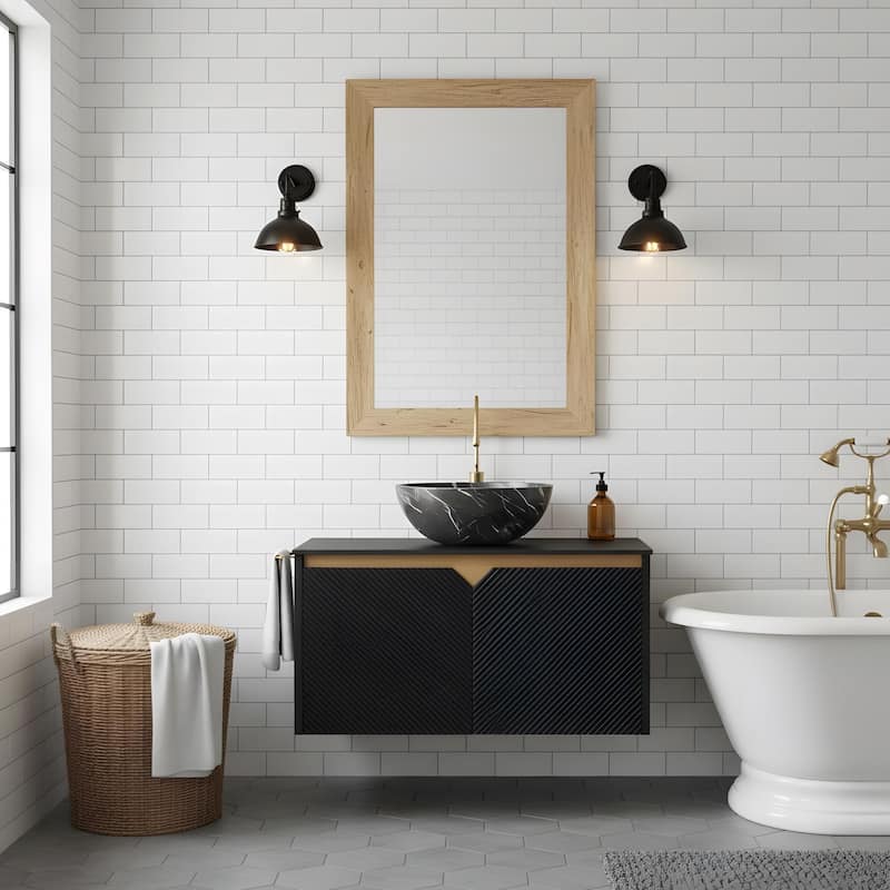Wall-mounted Bathroom Vanity with Bowl Vessel Basin