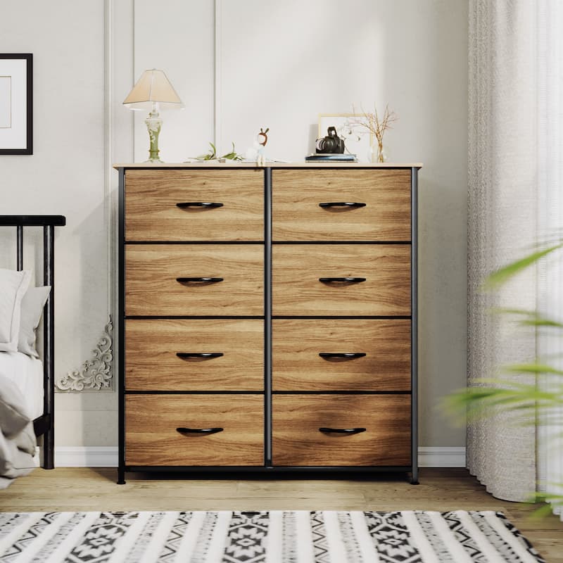 Modern Wide Dresser Storage Tower with 8 Drawers