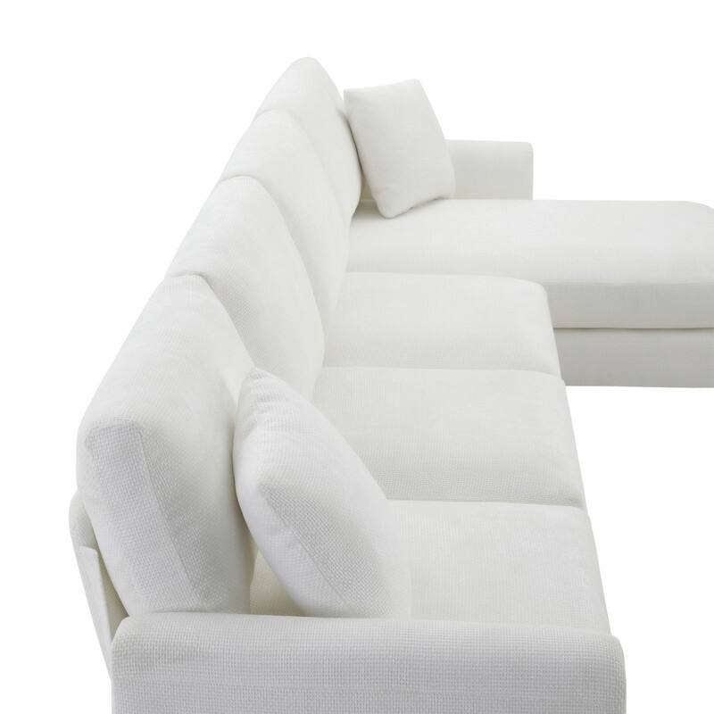 119" Modern Oversized Chenille Sectional Sofa,Living Room Couches with 2 Free Pillows