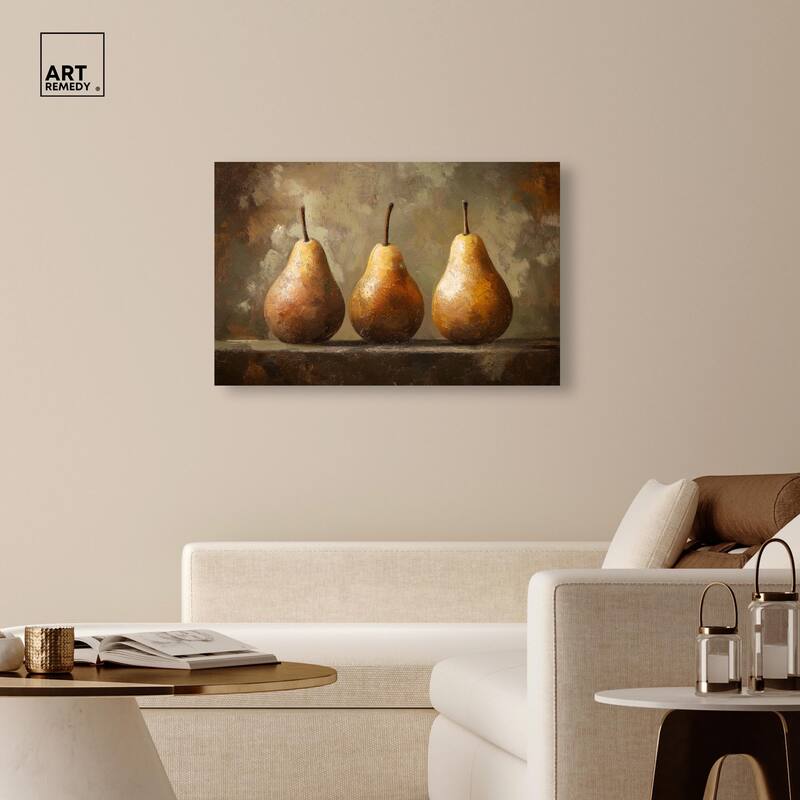 Pear Trio Canvas by Art Remedy, Gallery Wrapped