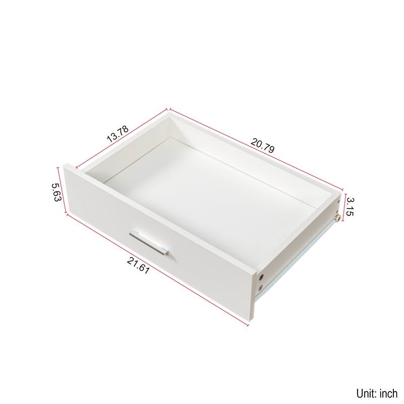 Roomfitters Freestanding Closet System, 74.8" Stand-Alone Wardrobe with 6 Open Shelves, 2 Hanging Rods, and 1 Drawer, White