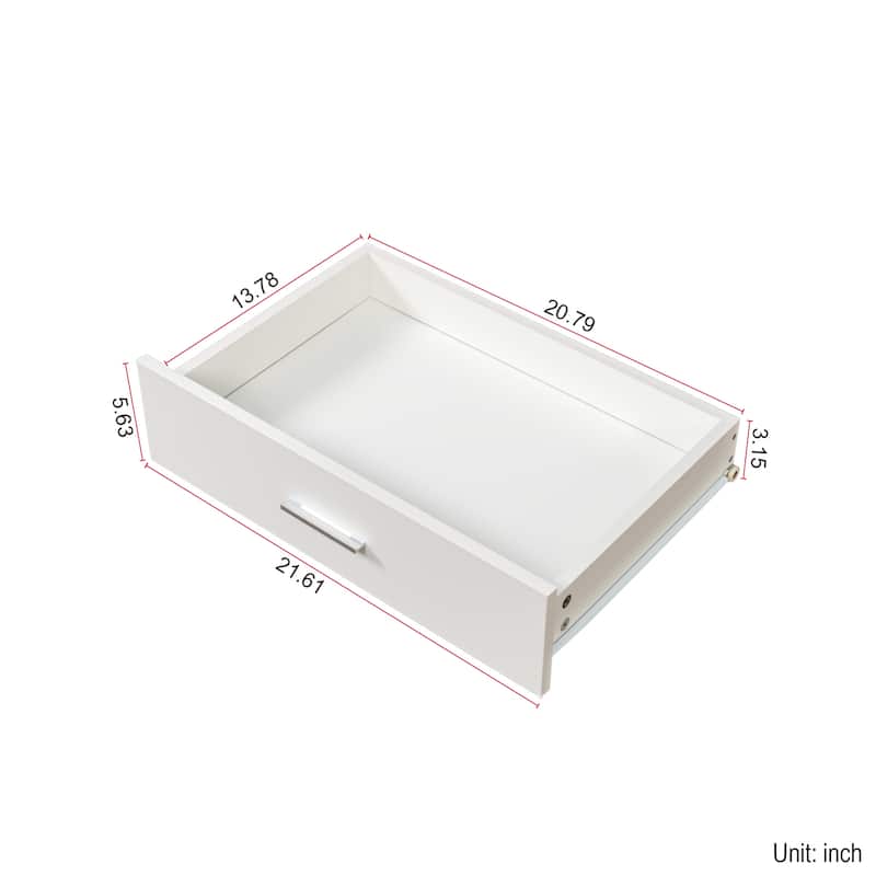 White Freestanding Closet Wardrobe with Open Shelves, Multi-Functional Wardrobe Rack with 2 Hanging Rods