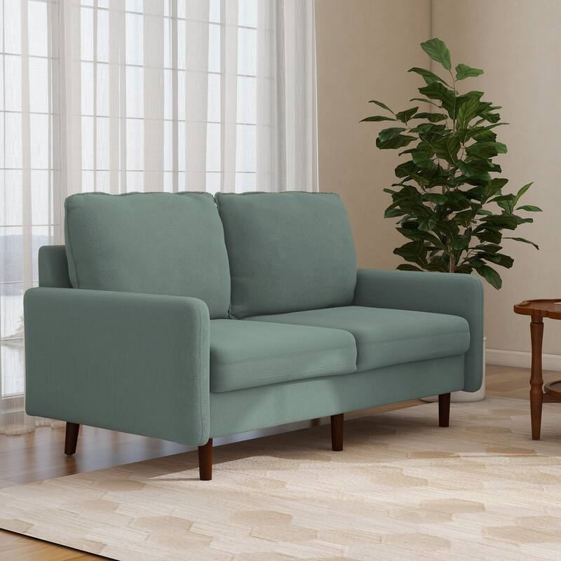 Velvet Loveseat Sofa With Wood Legs