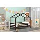 preview thumbnail 15 of 14, Playhouse-inspired Style Twin over Twin Sturdy Wood Bunk Bed with Roof, Slide and 3-step Ladder, Fun and Adorable Space, Black