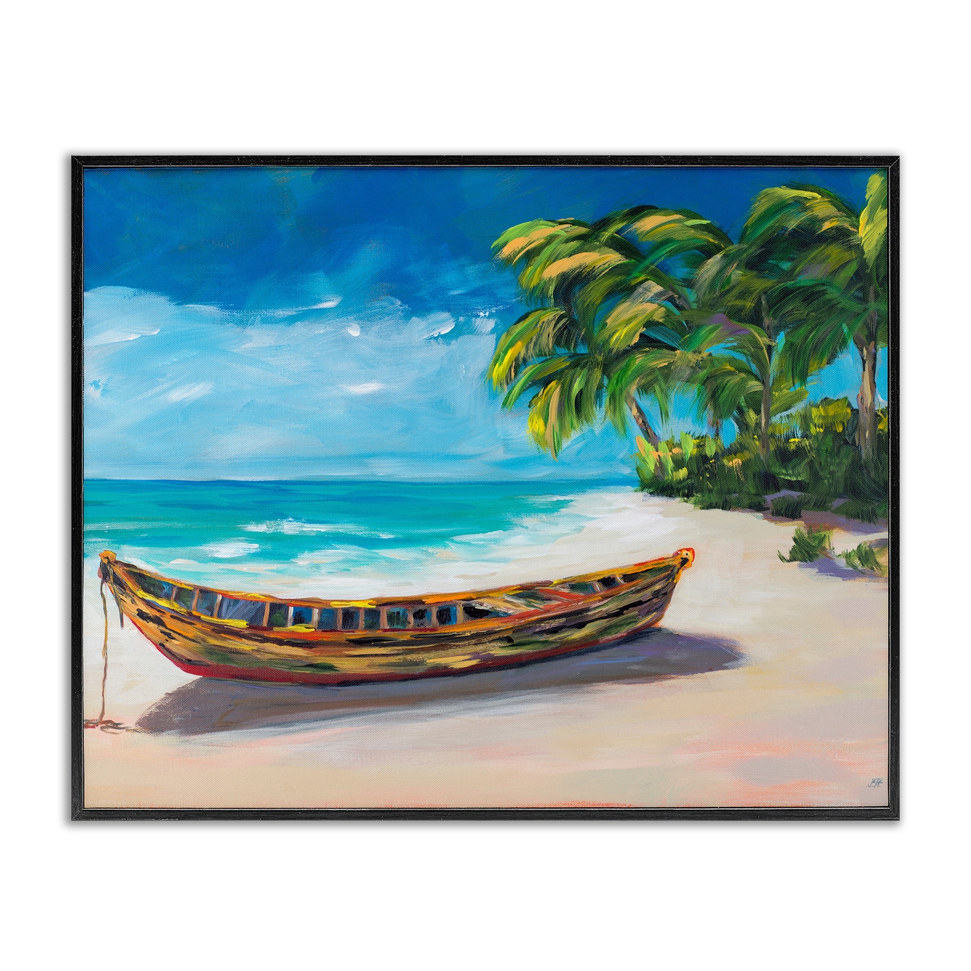 Stupell Boat on Lost Island Framed Giclee Art Design By Julie DeRice
