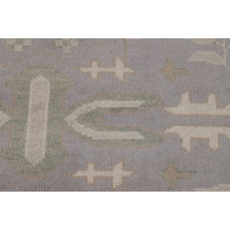 Transitional Gray Oushak Style Area Rug Hand-Knotted Wool Carpet - 7'11" x 9'10"