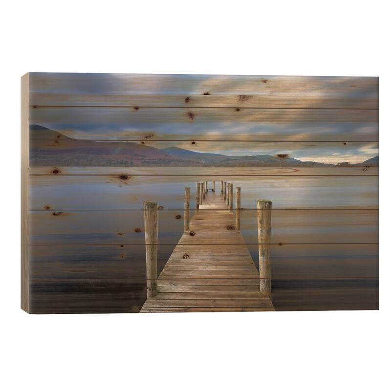 Derwentwater Jetty Print On Wood by Adam Burton - Multi-Color - 18x26x1.5