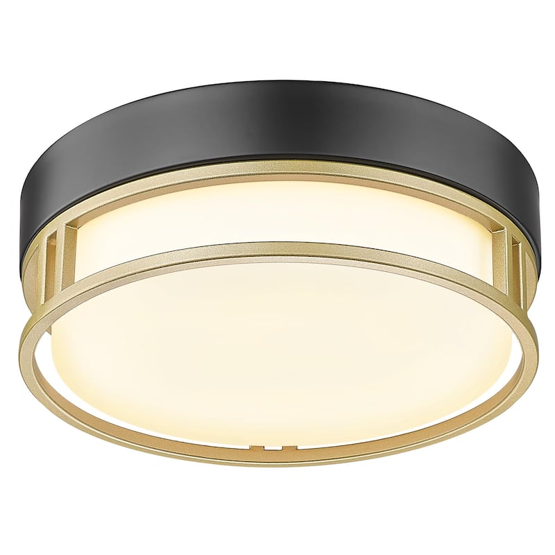 HUAWIYA Flush Mount Ceiling Light – Brass Gold Finish With Frosted Glass Shade, E26 Base, Dimmable, For Kitchen, Hallway, Bathroom, And Entryway