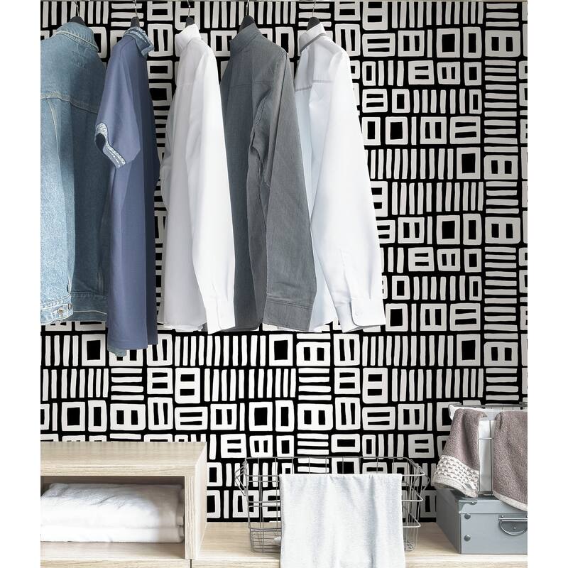 Black Pepper Paperie Black Traverse Peel & Stick Wallpaper